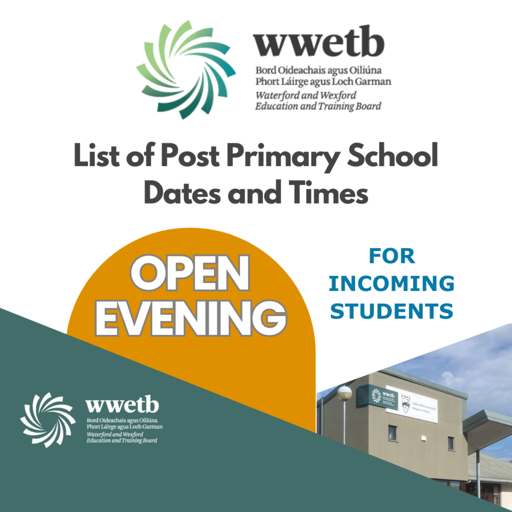 Post Primary School Open Evenings- list of Dates and times